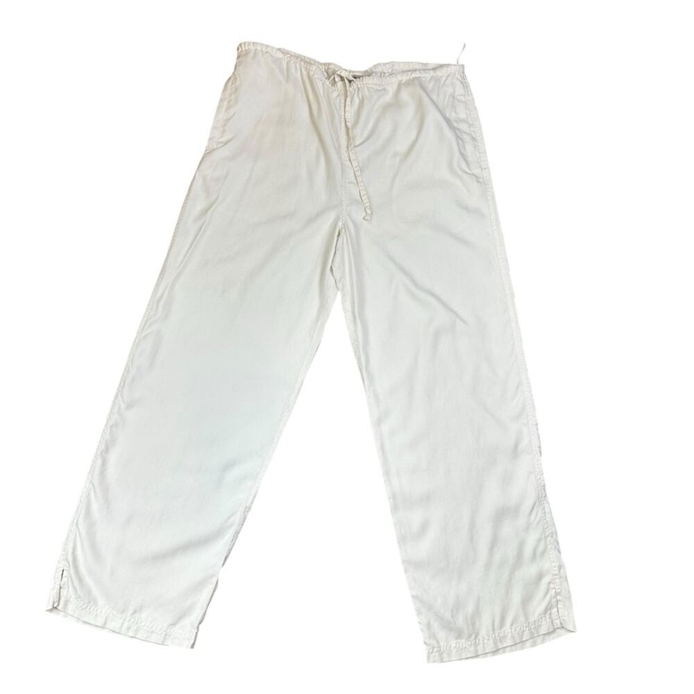 Island Waves 100% Silk Casual Pants Cream Size Large Tie Waist Beach Vacation